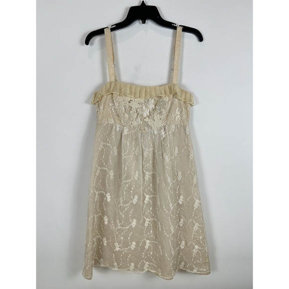 Anthropologie Dresses & Skirts - Anthropologie Left of Center Embroidered Ruffle Double Lined Silk Dress‎ Sz 6